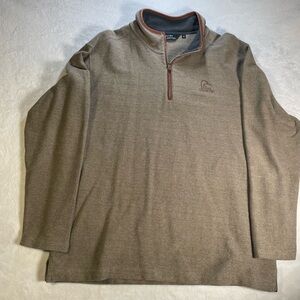 Ducks Unlimited Fleece Pullover 1/4 Zip Mens XL Brown Outdoors Sweater